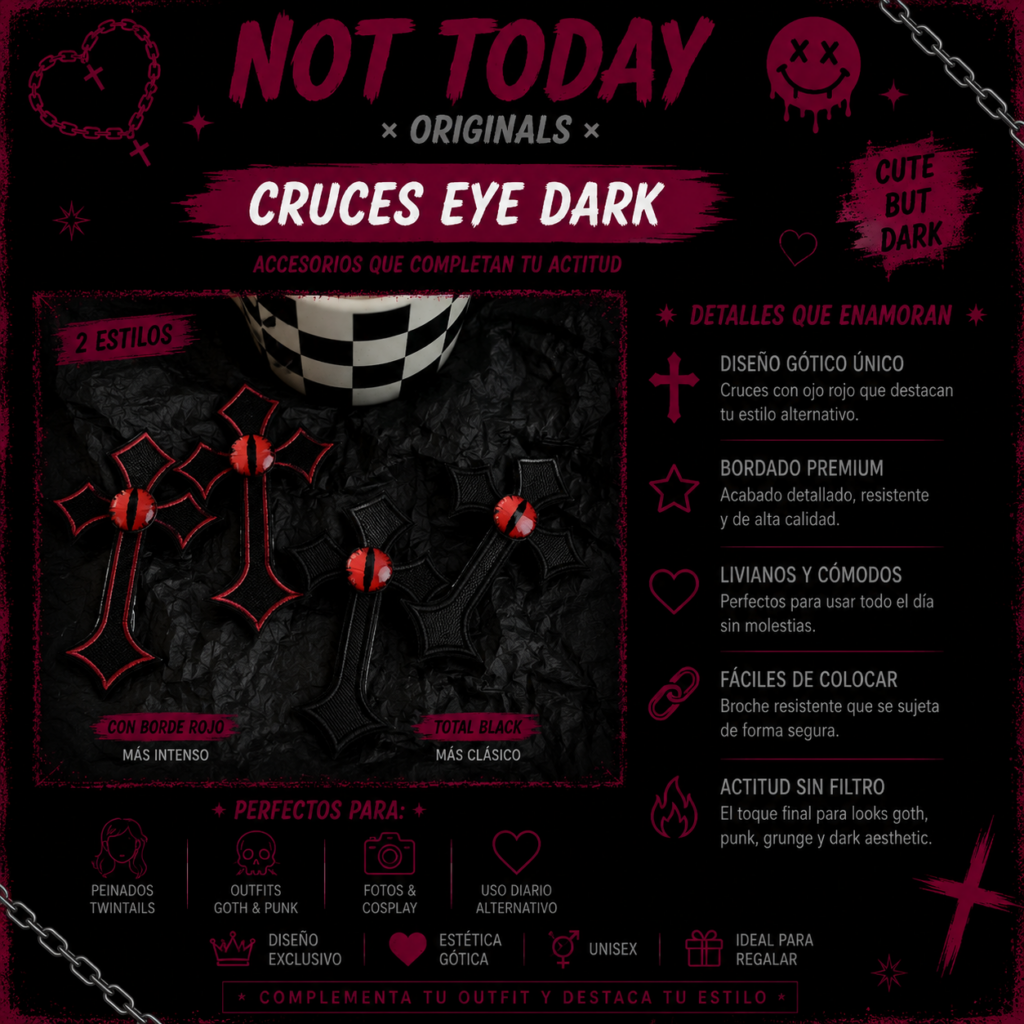 Hebillas Cruces Eye Dark | Hair Clips Goth Aesthetic Not Today
