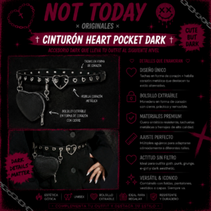 Cinto Heart Pocket Dark | Belt Goth Aesthetic Not Today