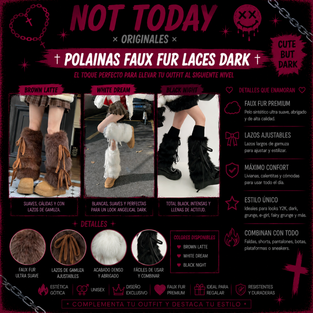 Polainas Peludas Dark | Leg Warmers Goth Aesthetic Not Today