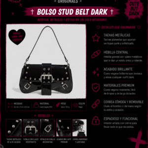 Cartera Negra Charol con Hebillas y Tachas – Estilo Gótico Y2K