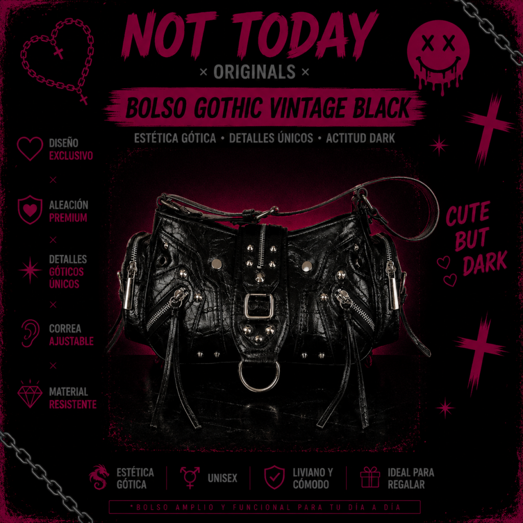 Cartera Gothic Vintage Black Eco Cuero – Not Today Originals