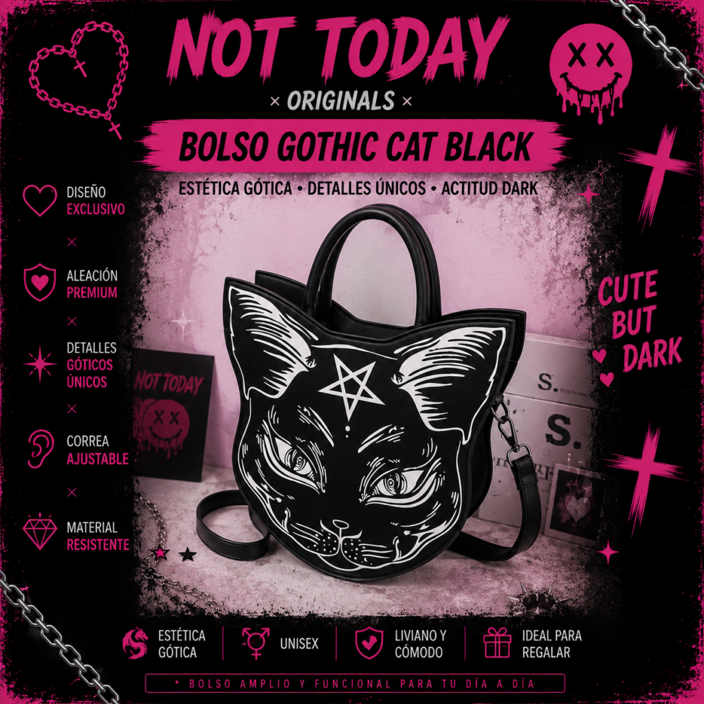 Cartera Gothic Cat Black Pentagram – Not Today Originals