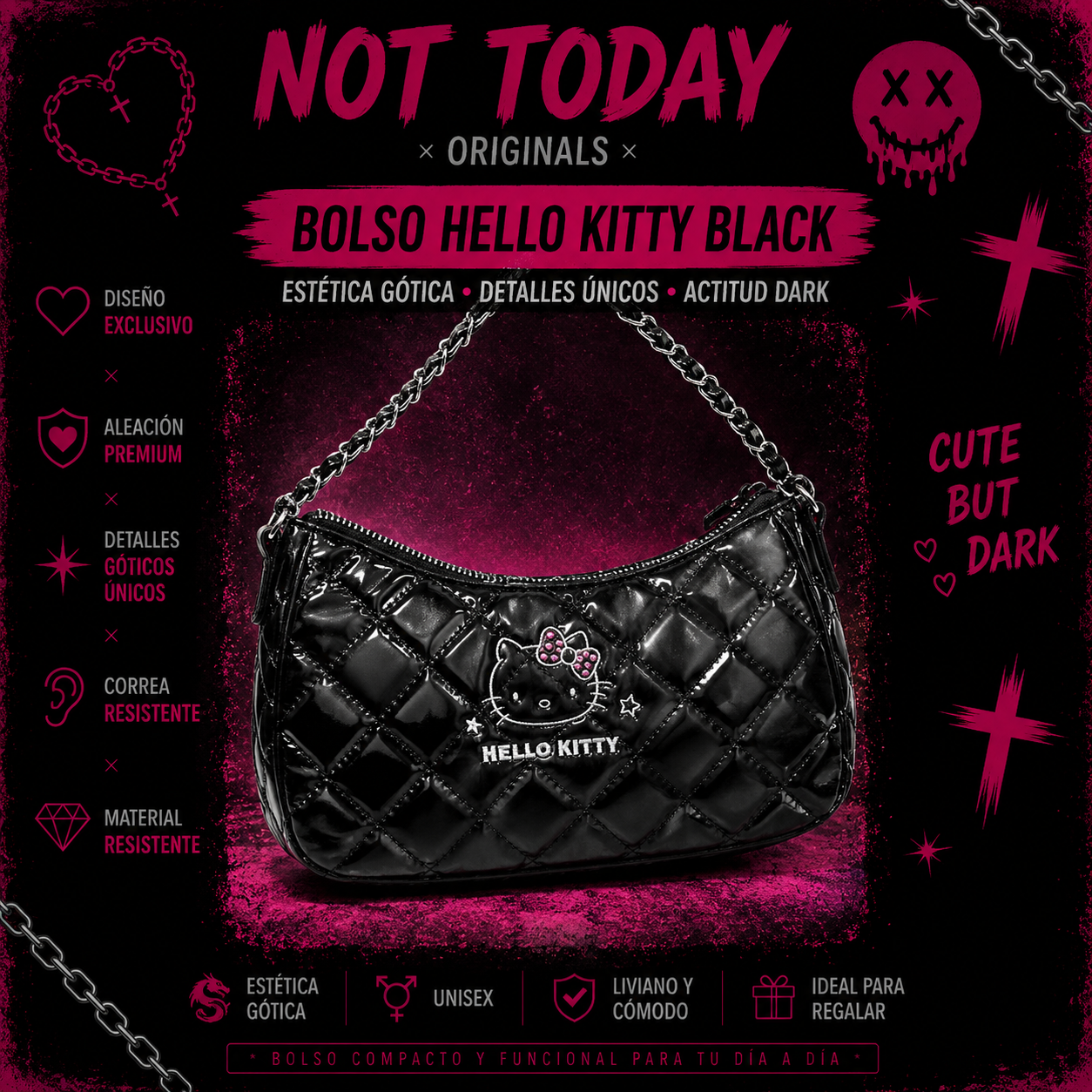 Cartera Hello Kitty Black Charol – Not Today Originals
