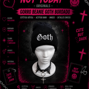 Gorro Beanie Goth Bordado Negro – Not Today Originals