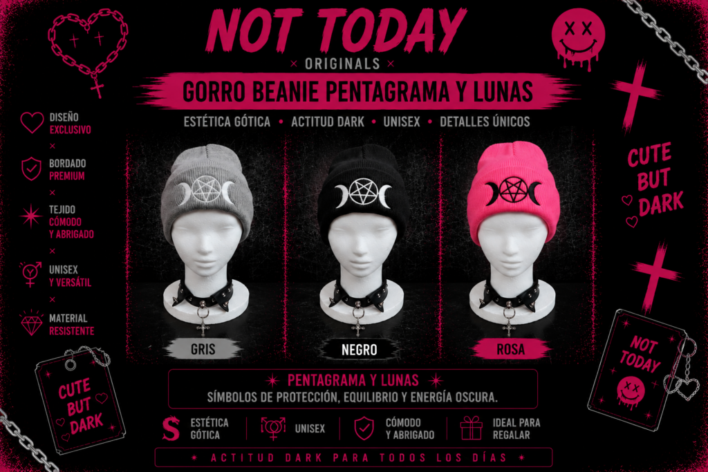 Gorro Beanie Pentagrama y Lunas – Not Today Originals