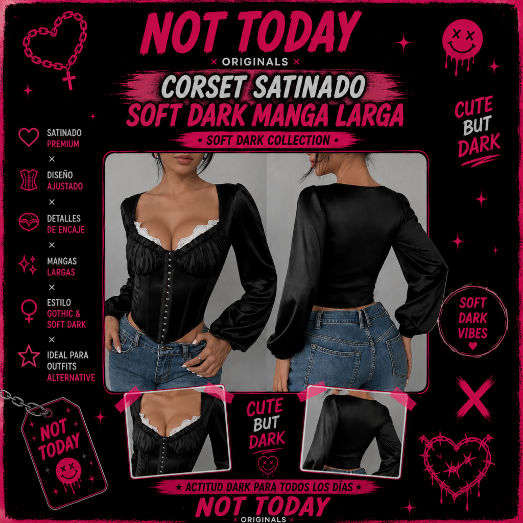 Corset Satinado Soft Dark Manga Larga – Not Today Originals