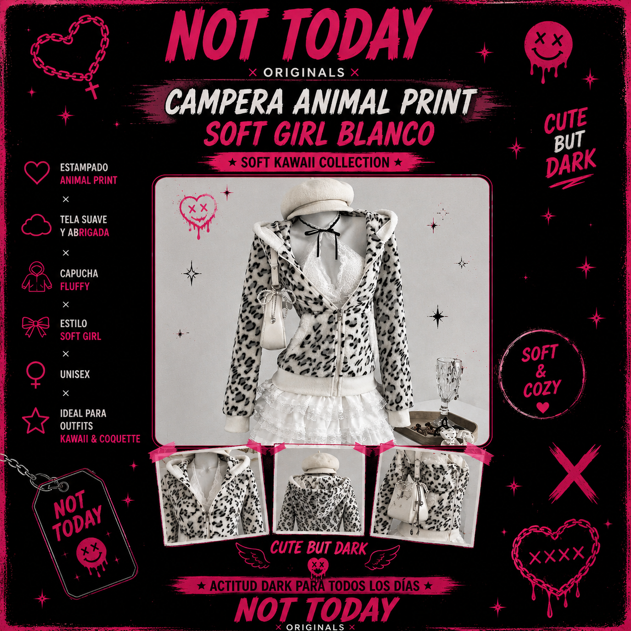 Campera Animal Print Soft Girl Blanco – Not Today Originals