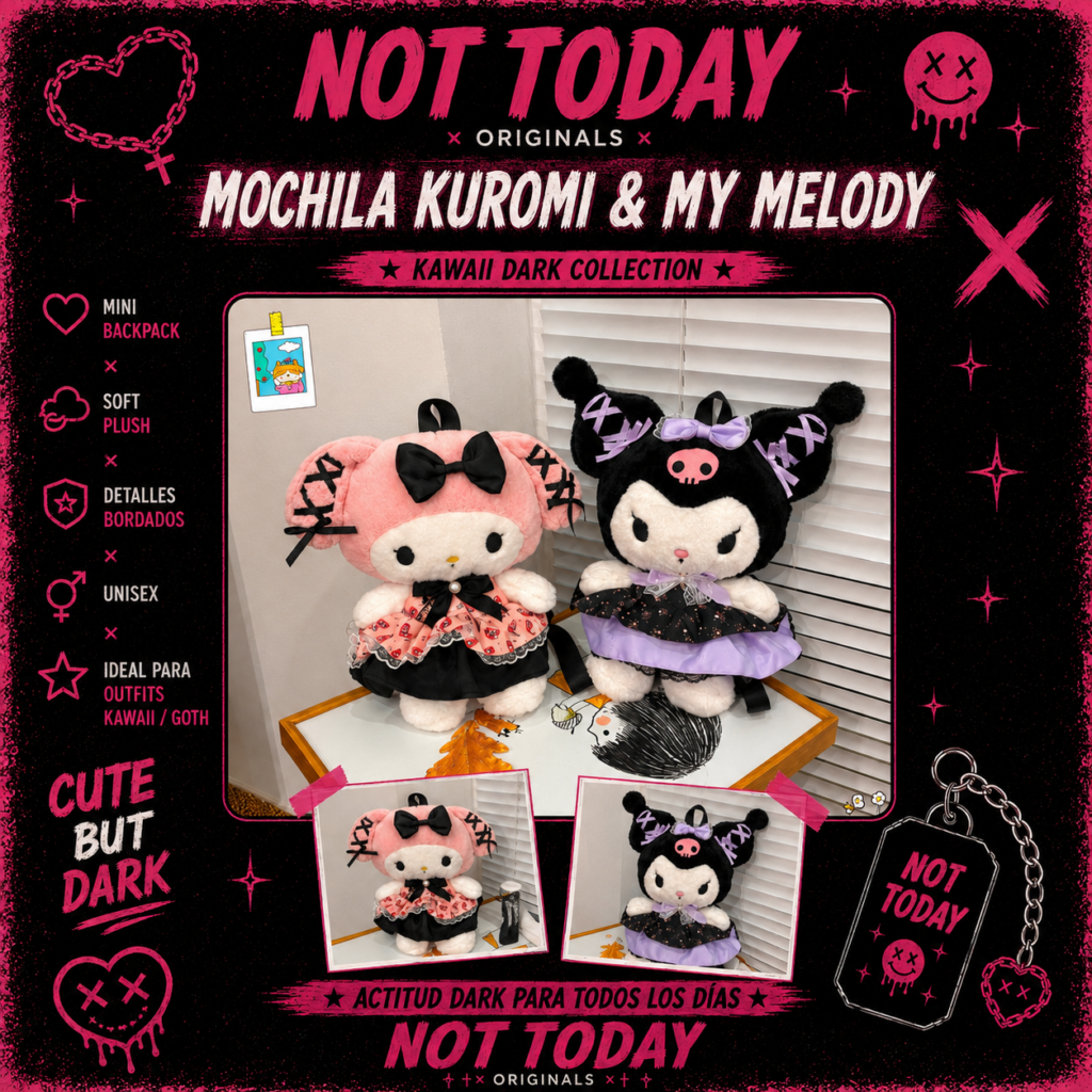 Mochila Kuromi & My Melody Kawaii Dark – Not Today Originals