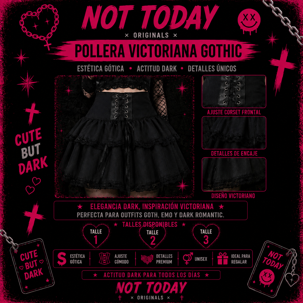 Pollera Victoriana Gothic Negra – Not Today Originals