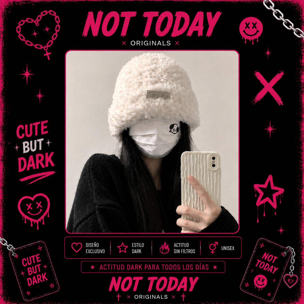 Gorro Peluche Dark Blanco – Not Today Originals