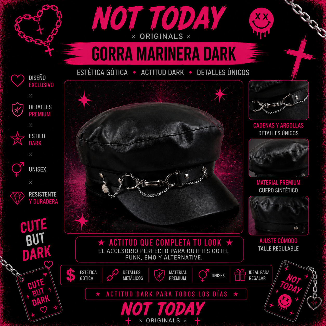 Boina Dark con Cadenas – Not Today Originals