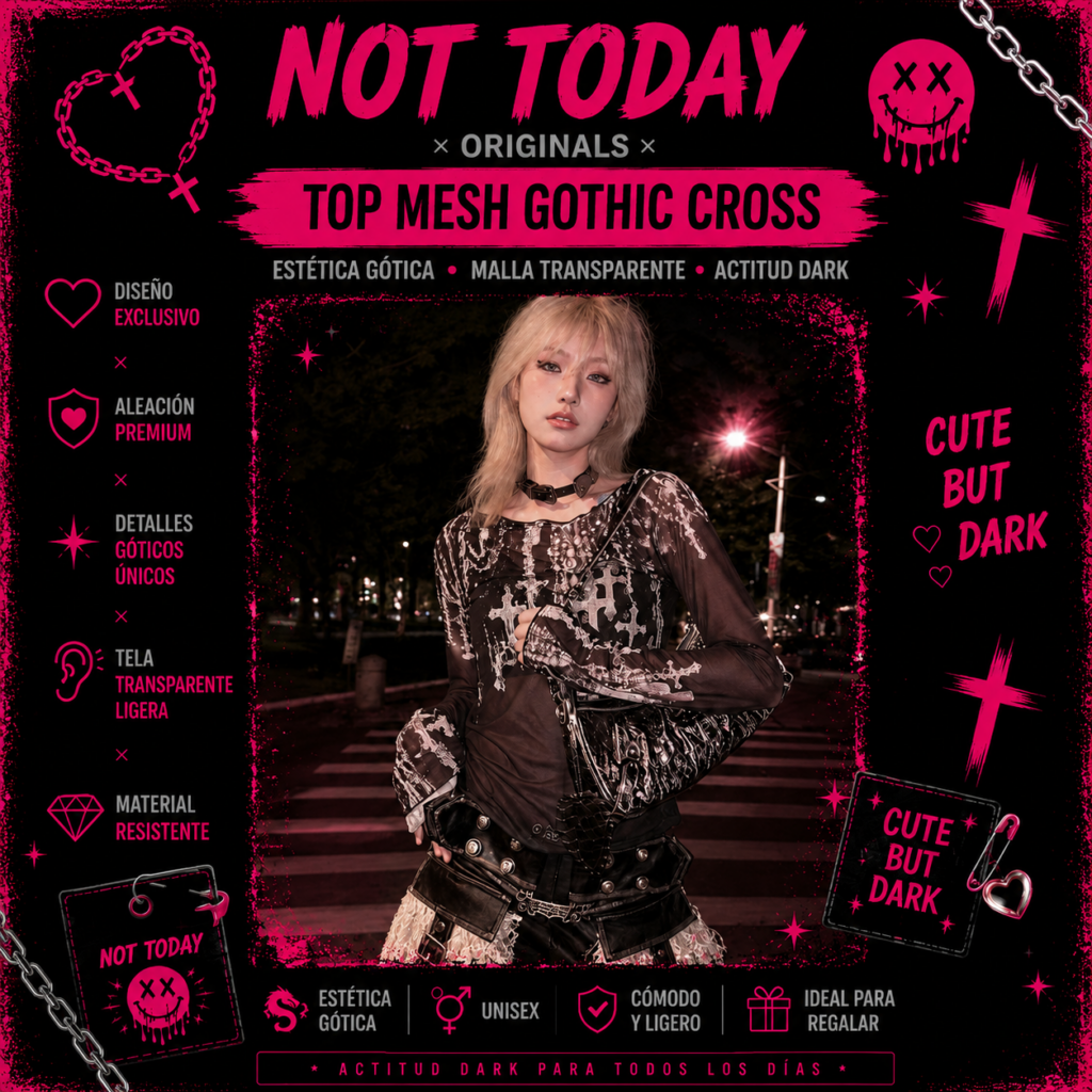 Top Tul Gothic Cruz Transparente – Not Today Originals