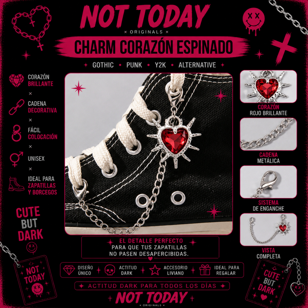 Corazón Espinado Rojo Cadena para Zapatillas – Not Today Originals