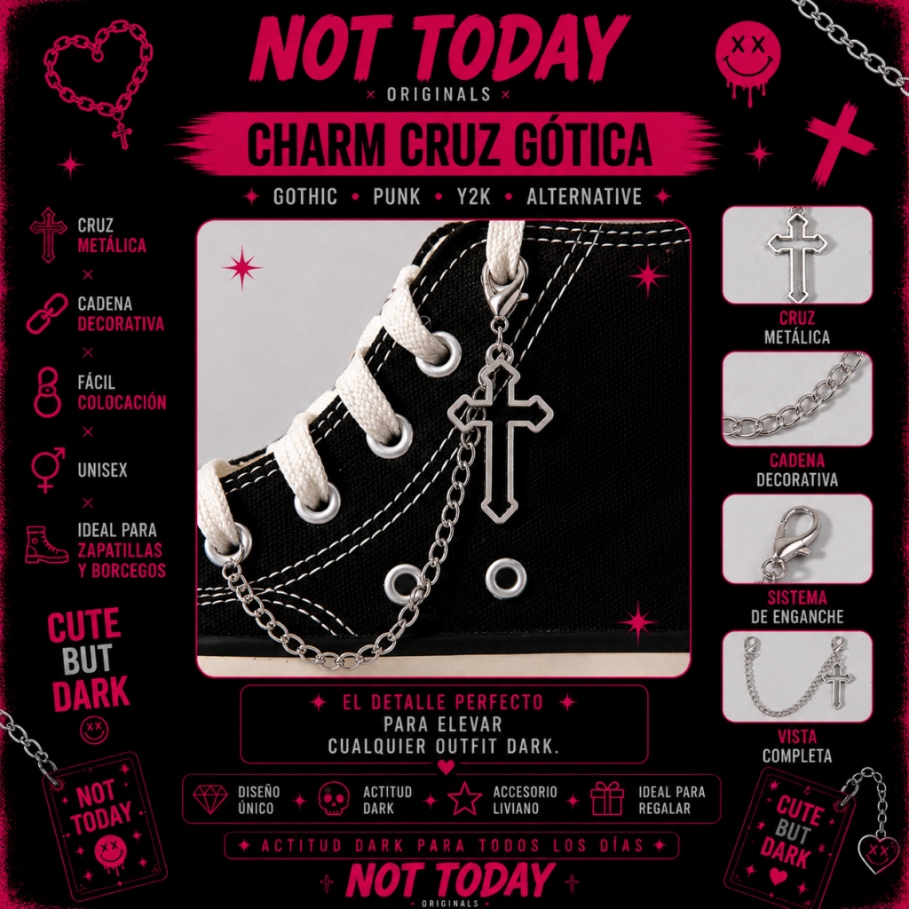 Cruz Gótica Cadena para Zapatillas – Not Today Originals