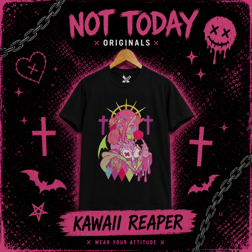 Remera Kawaii Reaper – Estilo Dark Kawaii / Alt Anime