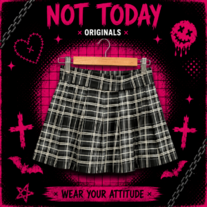 Pollera Tableada Cuadrillé Gris Oscuro – Estilo Minimal Dark / Urbano