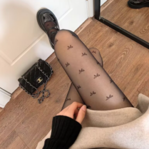 Medias Translúcidas Negras con Moños – Estilo Elegante y Kawaii
