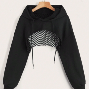 Buzo Crop Negro con Red – Estilo Gótico Urbano
