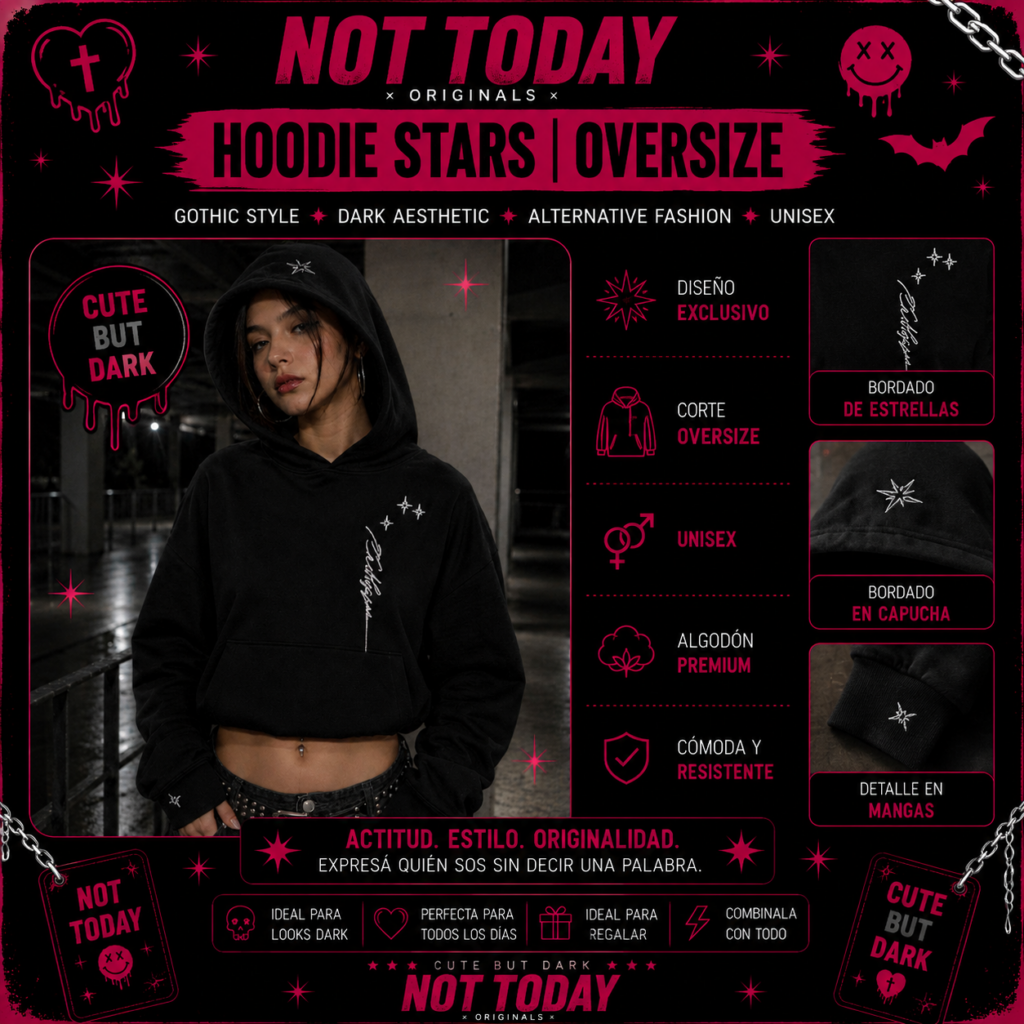 Buzo Crop Stars Oversize Negro – Not Today Originals