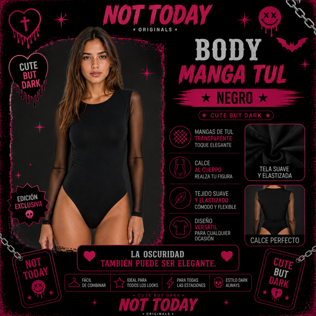 Body Manga Tul Negro – Not Today Originals