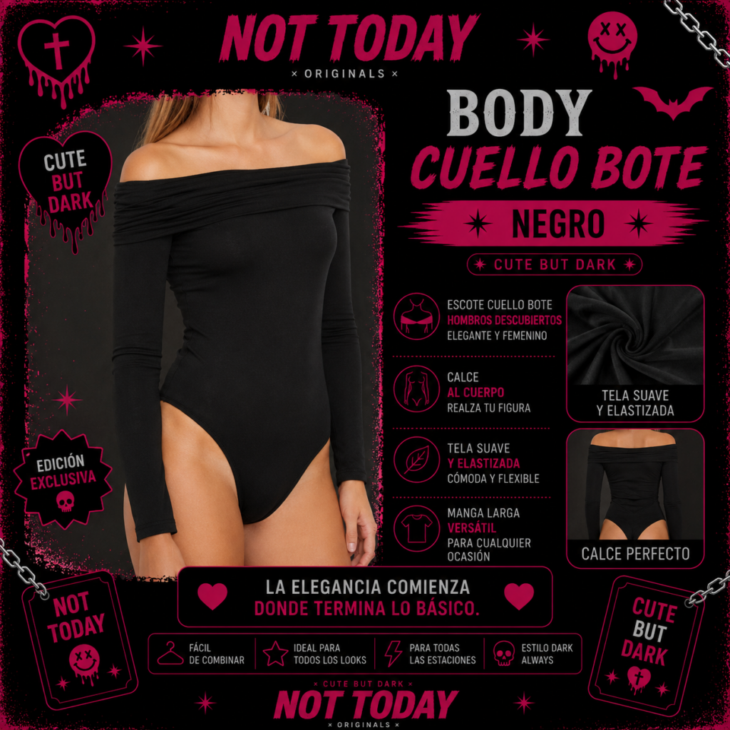 Body Cuello Bote Negro – Not Today Originals