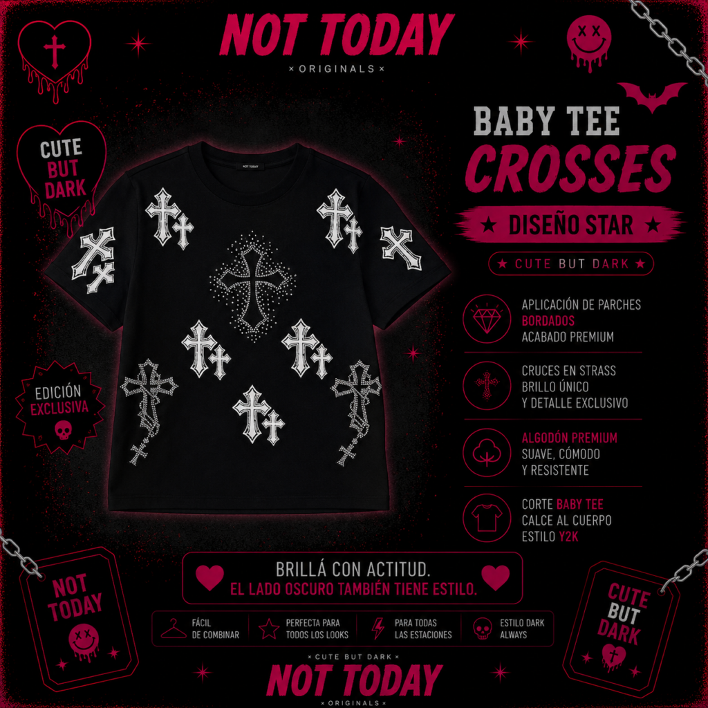 Baby Tee Crosses Strass – Not Today Originals