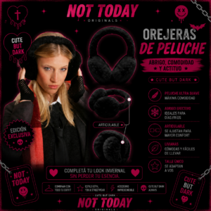 Orejeras de Peluche Negras – Not Today Originals