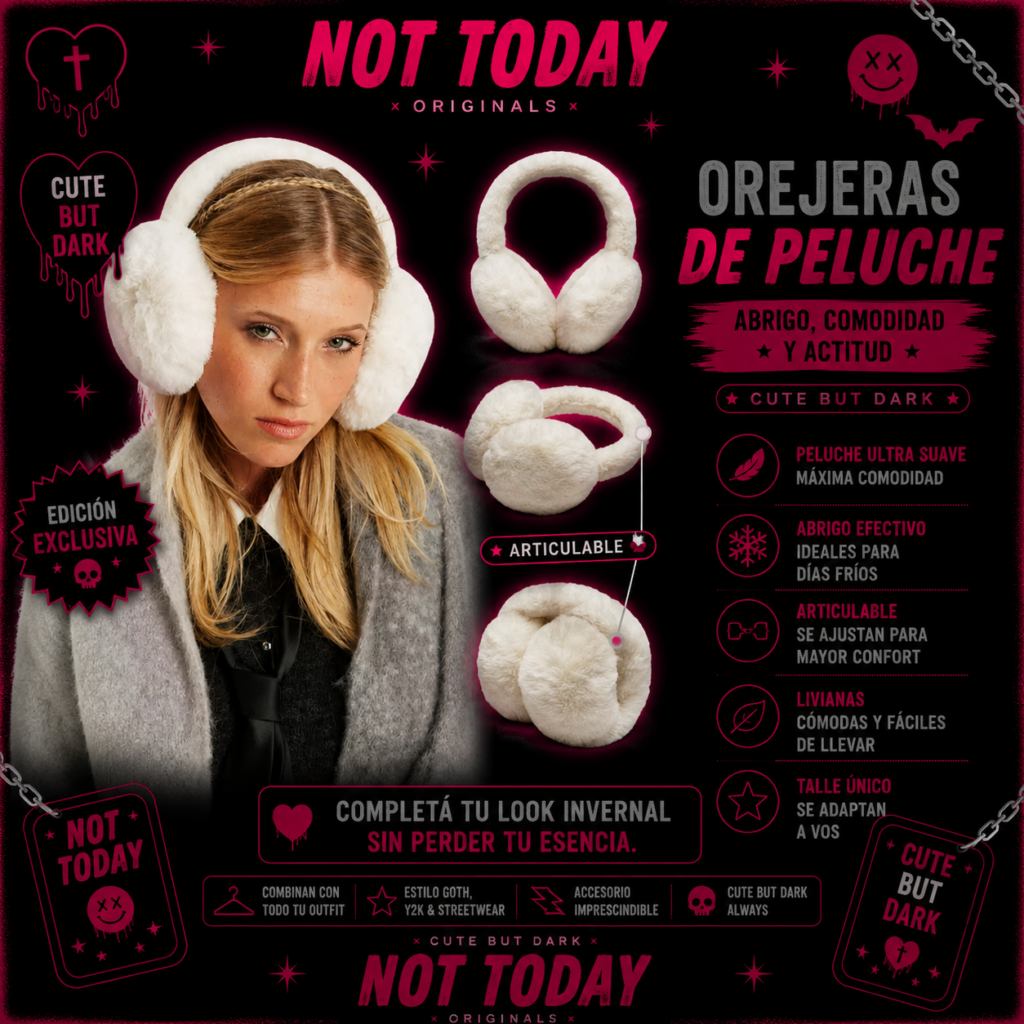 Orejeras de Peluche Blancas – Not Today Originals
