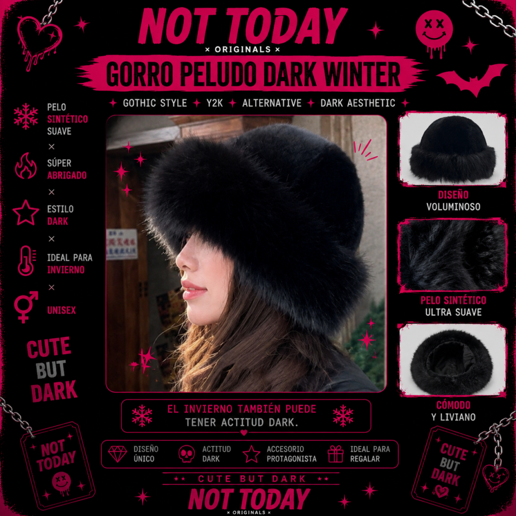 Gorro Peludo Dark Winter Negro – Not Today Originals