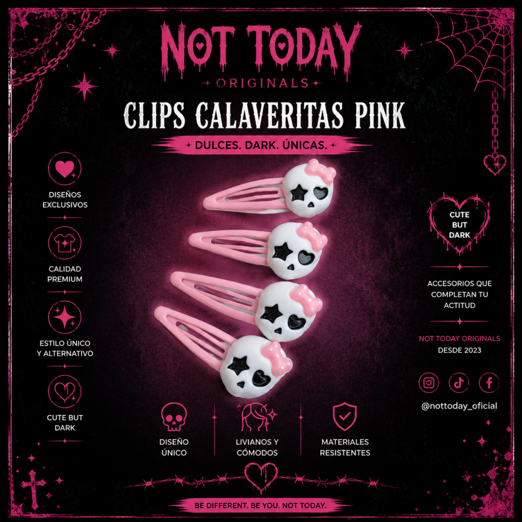 Clip Calaverita Pink para el Cabello – Kawaii Goth