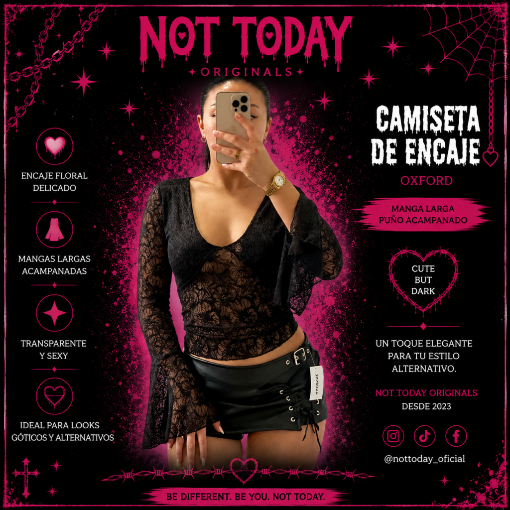Remera de Encaje Oxford – Negra