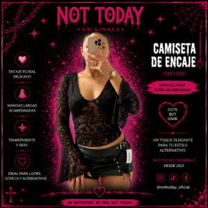 Remera de Encaje Oxford – Negra