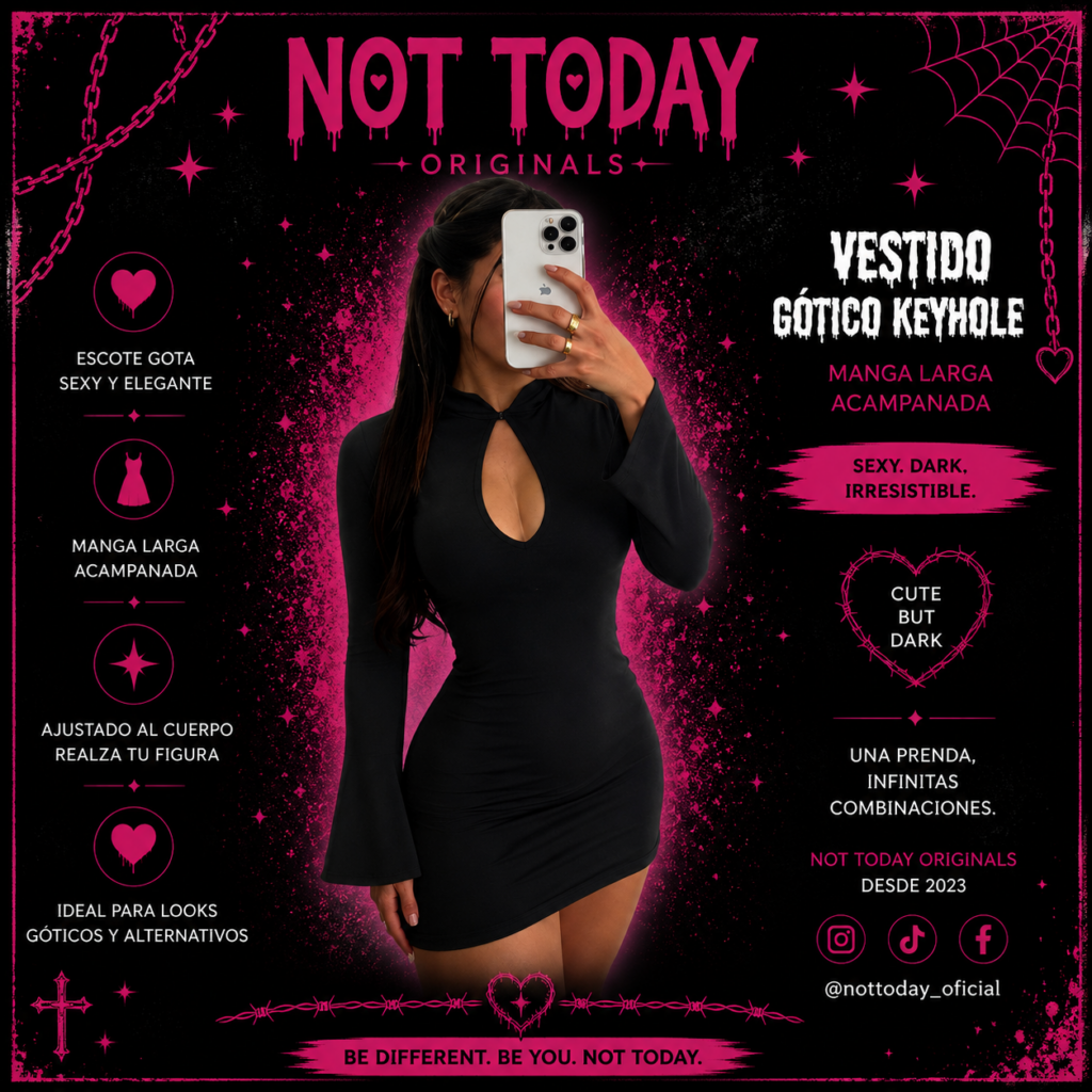 Vestido Gótico Keyhole – Negro