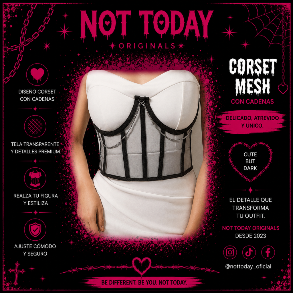 Corset Underbust Transparente con Cadenas – Negro