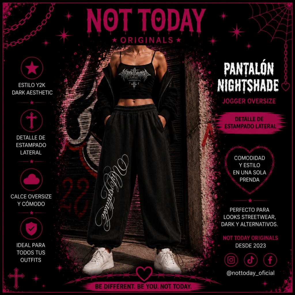 Pantalón Jogger Oversize Nightshade – Negro