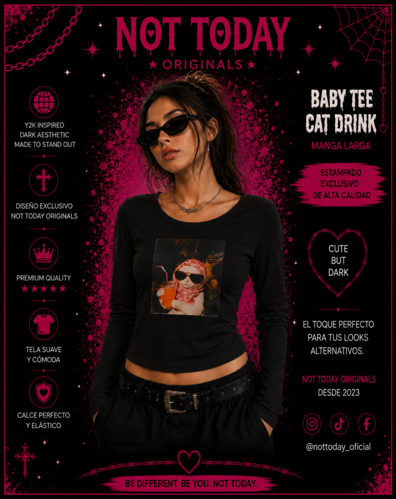 Remera Gato Vacaciones – Negra