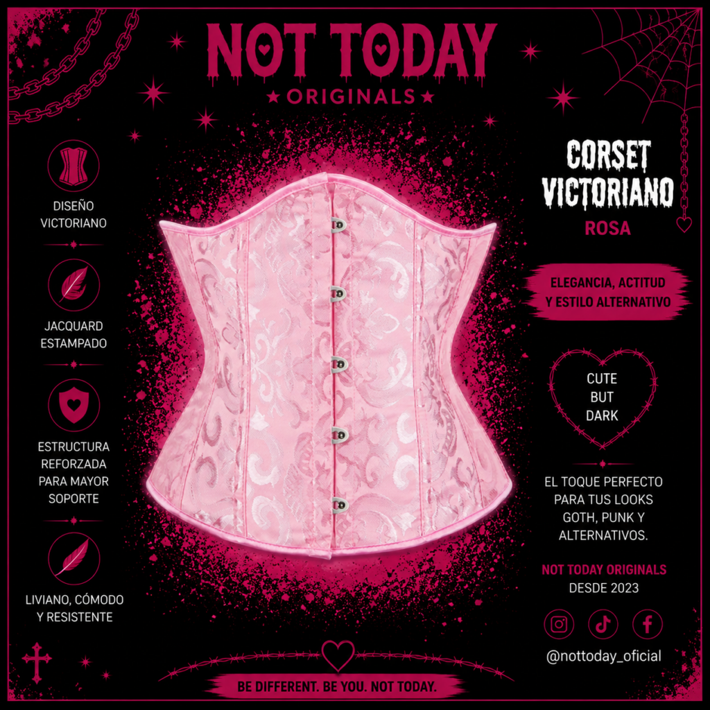 Corset Victoriano Rosa – Underbust Jacquard