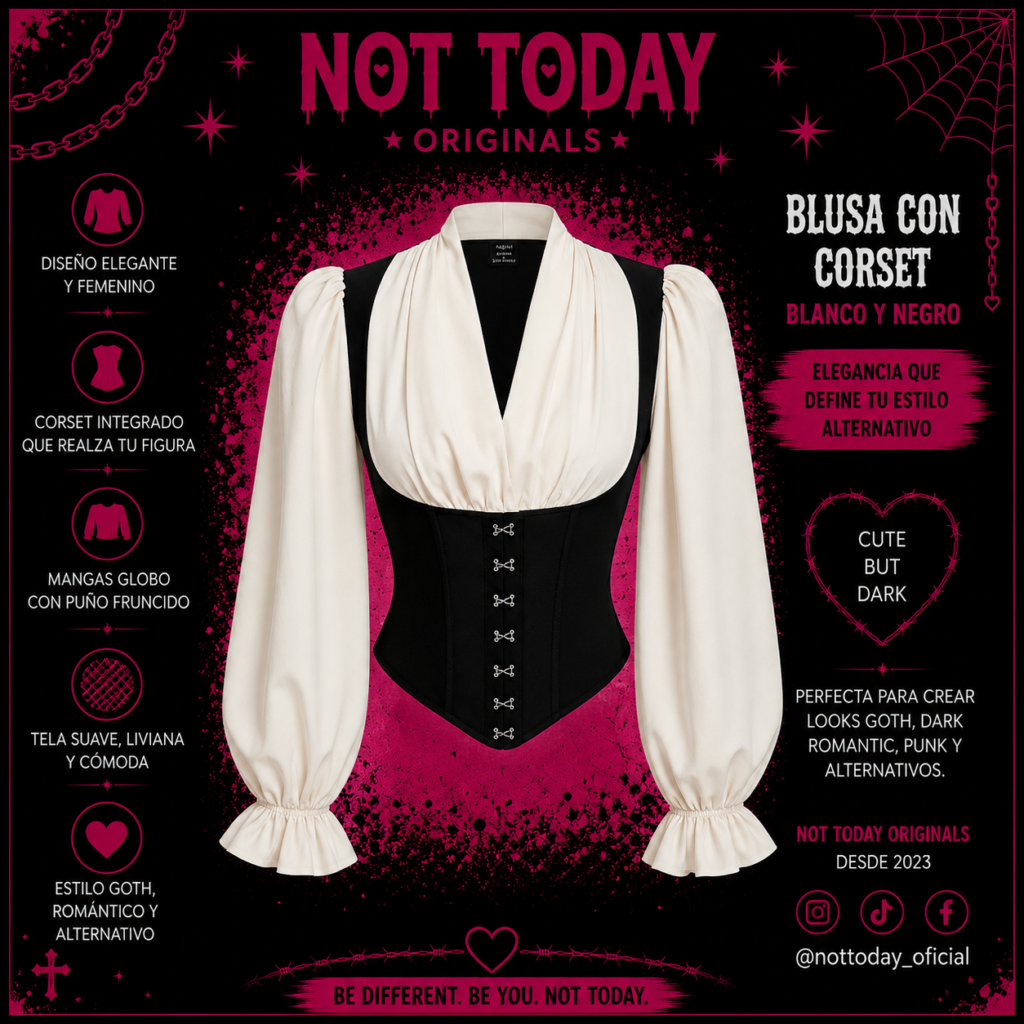 Blusa Elegance con Corset – Blanco y Negro