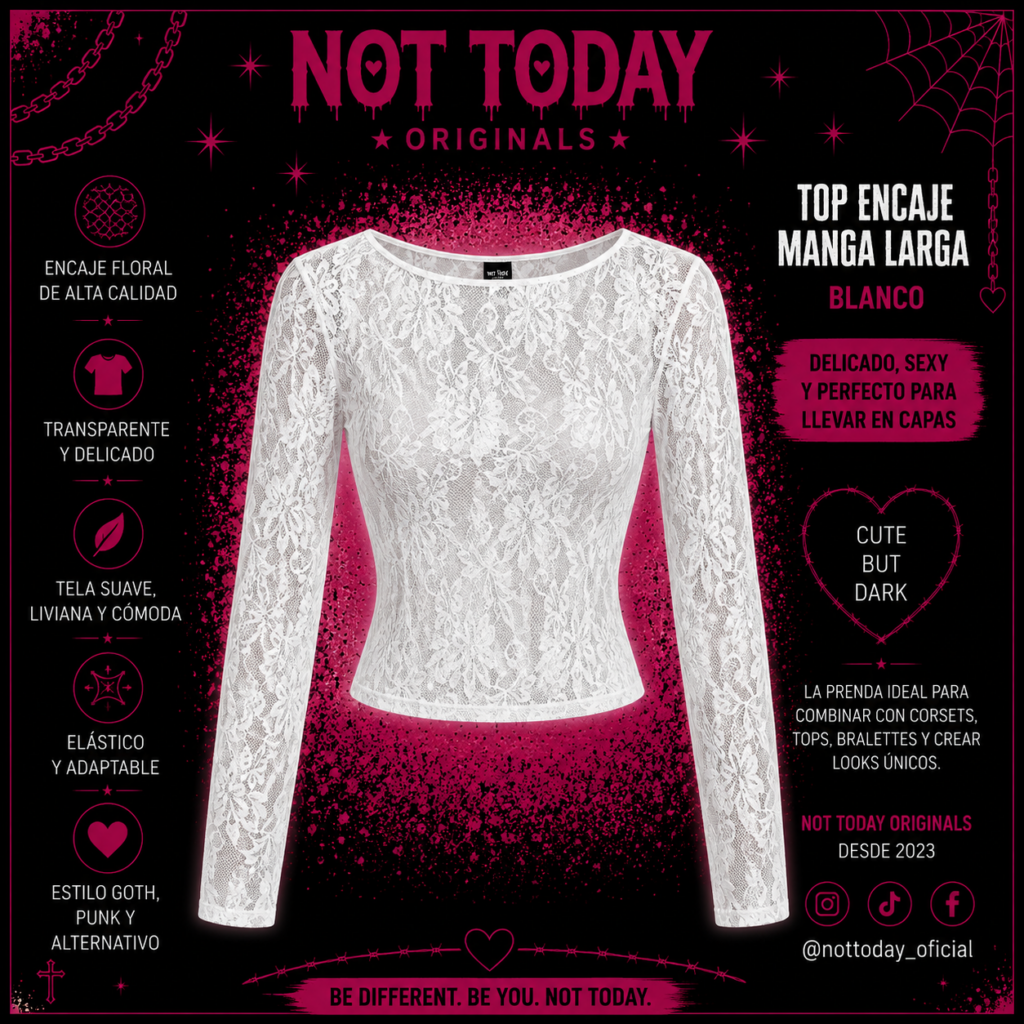 Top de Encaje Transparente – Blanco