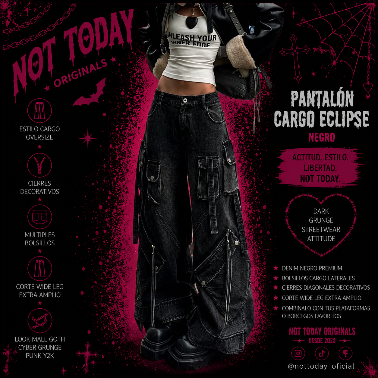 Pantalón Cargo Eclipse – Negro