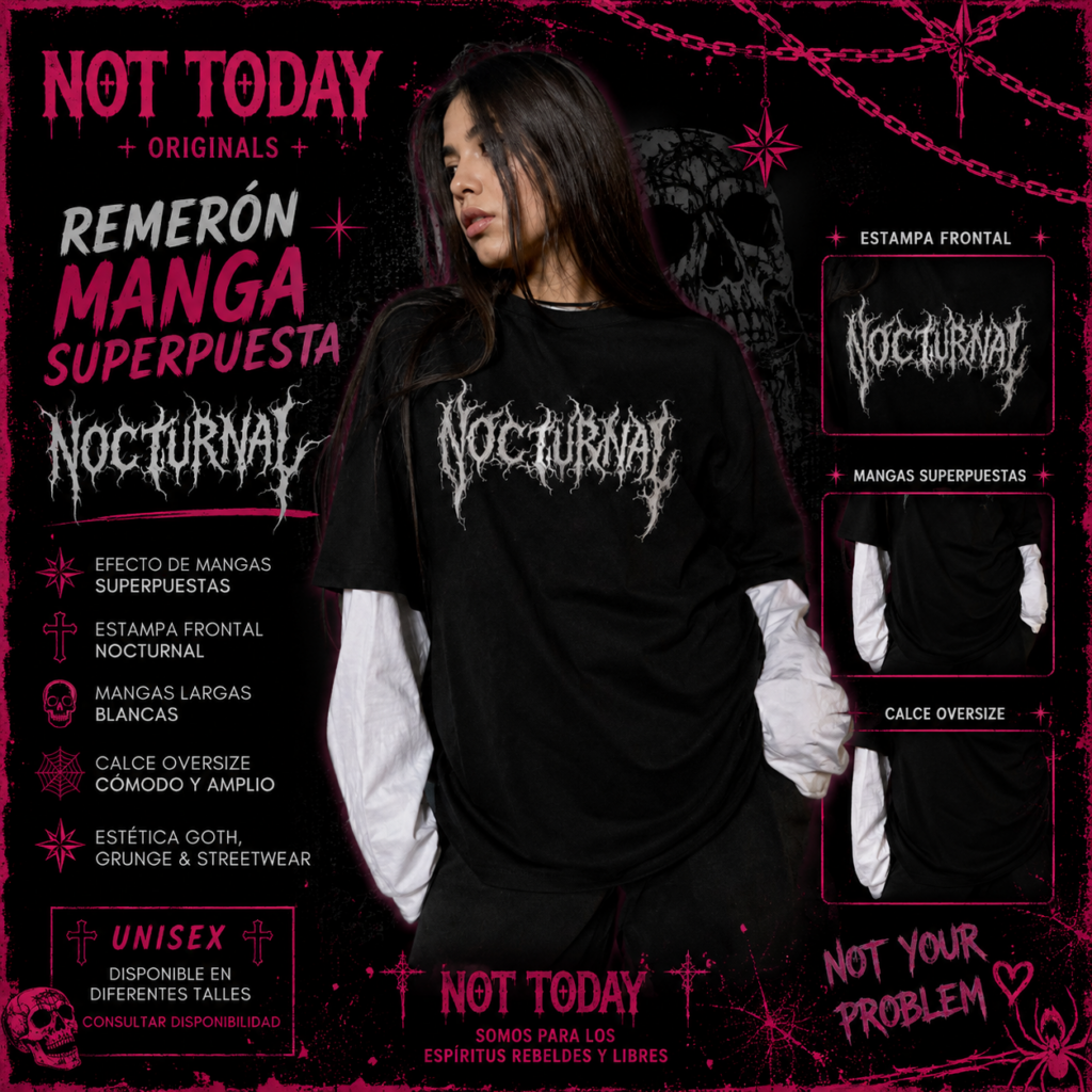 Remerón Manga Superpuesta Nocturnal – Negro