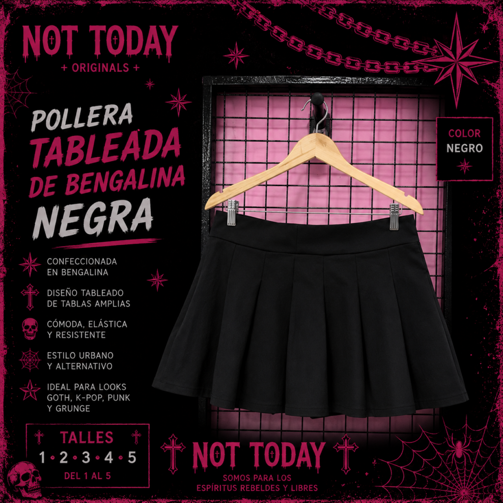 Pollera Tableada de Bengalina Negra