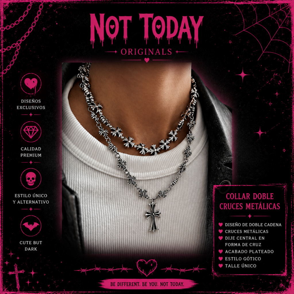 Collar Doble Cruces Metálicas – Not Today Originals