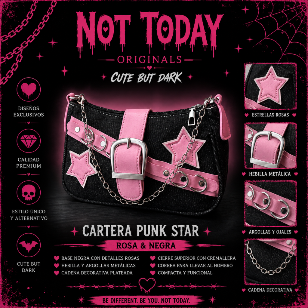 Cartera Punk Star Rosa & Negra – Not Today Originals