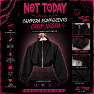 Campera Rompeviento Crop Negra – Not Today