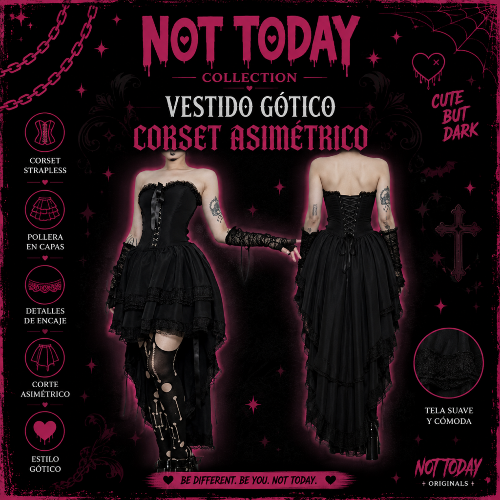 Vestido Gótico Corset Asimétrico – Not Today