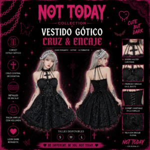 Vestido Gótico Cruz & Encaje – Not Today