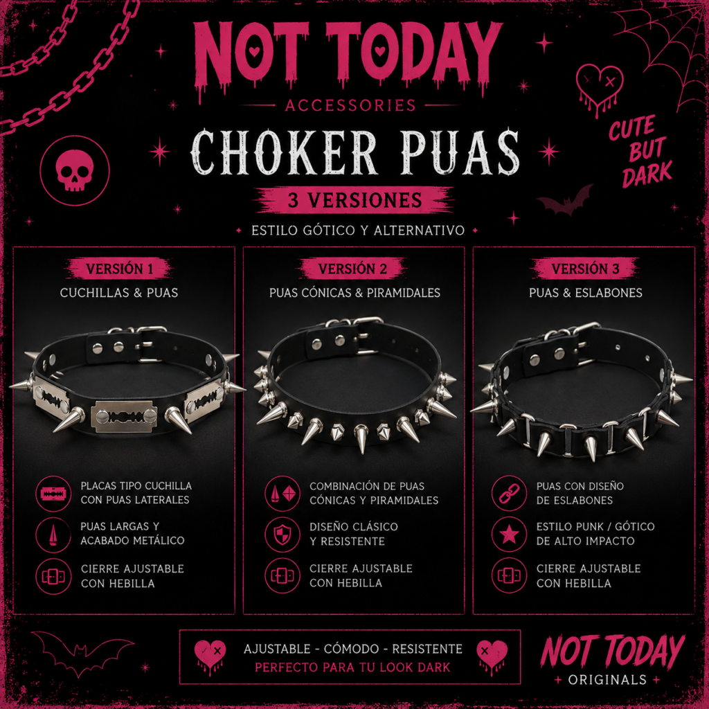 Choker Gótico con Púas – Not Today