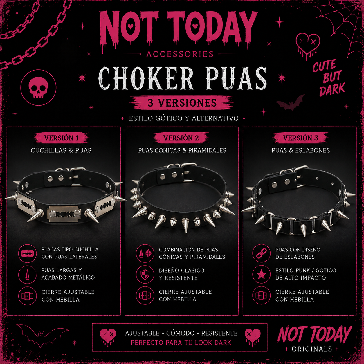 Choker Gótico con Púas – Not Today