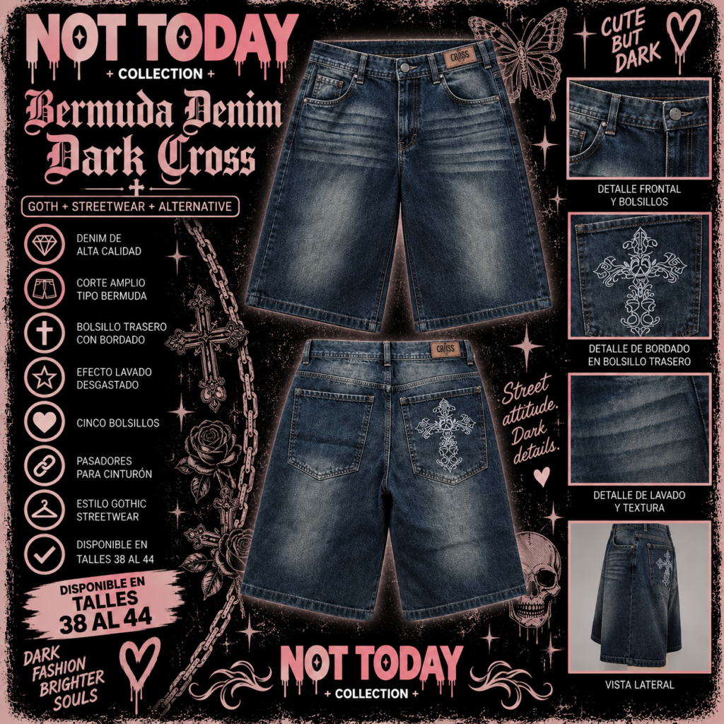 Bermuda Denim Dark Cross – Not Today